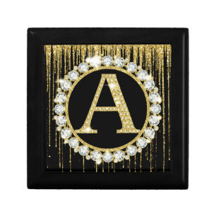 Gold Glitter Drip Monogram A Personal Initial Gift Box
