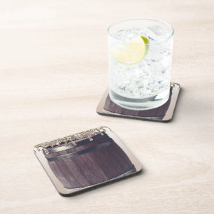 Gold Glitter Drip Rustic Glam Country Barrel Beverage Coaster