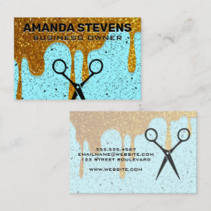 Gold Glitter Drip   Speckled Background Business Card