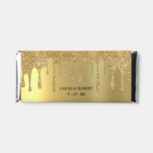 Gold Glitter Drip Wedding Hershey Bar Favors
