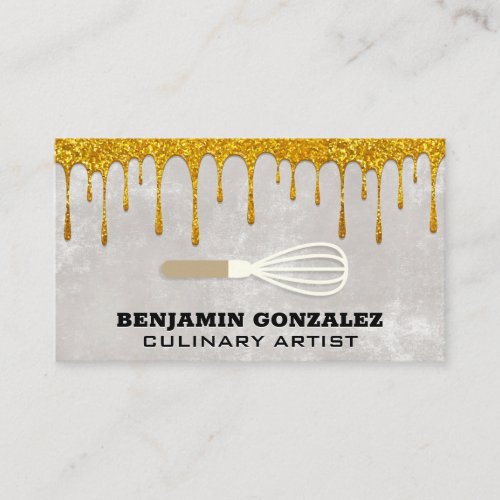 Gold Glitter Dripping  Whisk Business Card