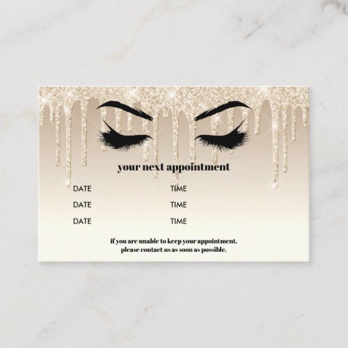 Gold Glitter Drippings Browbar Eyelash Luxury  Business Card