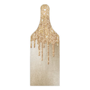 Gold glitter drippings elegant chic charcuterie cutting board