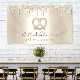Gold Glitter Drips Bakery Dessert Pastry Chef Chic Banner