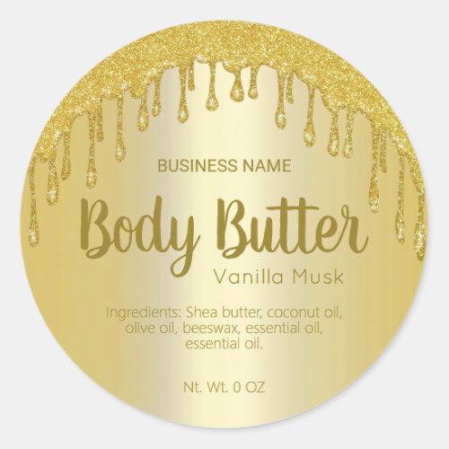 Gold Glitter Drips Body Butter Labels