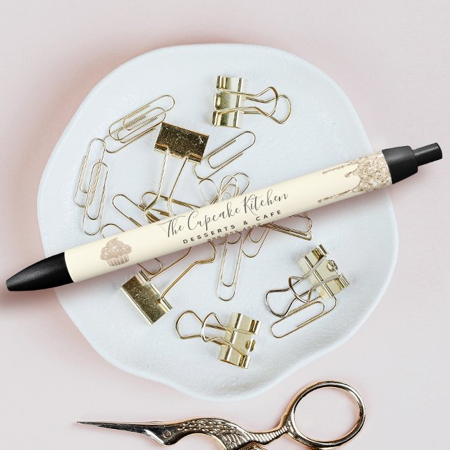 Gold Glitter Drips Cupcake Bakery Pastry Chef Cafe Pen (Creator Uploaded)