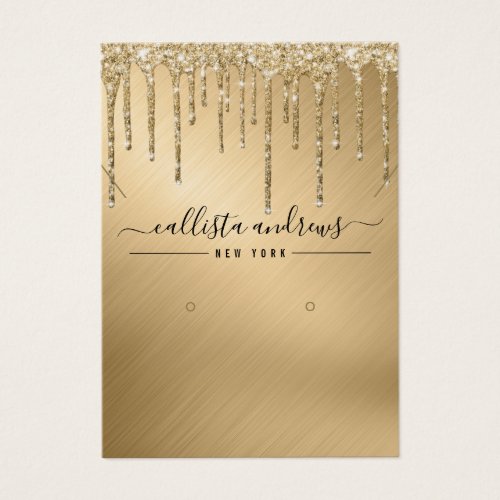 Gold Glitter Drips Earring Necklace Display Card