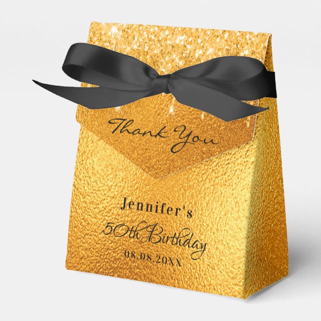 Gold glitter drips elegant birthday favor boxes (Front Side)