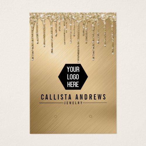 Gold Glitter Drips Logo Earring Display Card