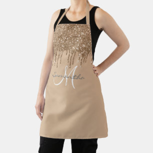 Gold Glitter Drips Metallic Personalized Apron