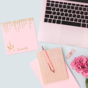 Gold Glitter Drips Pink Stars Unicorn Post-it Notes