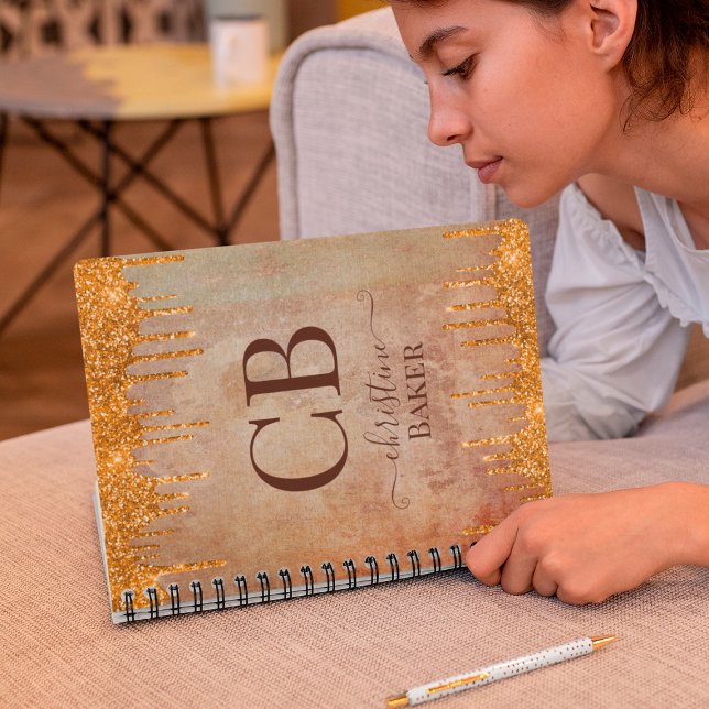 Gold glitter drips with rustic touch notebook (Creator Uploaded)