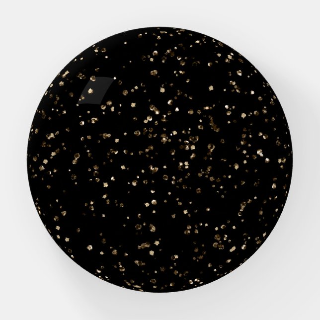 Gold Glitter Dust on Black Paperweight (Front)