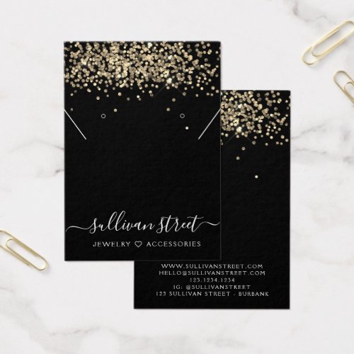 Gold Glitter Earrings Necklace Display Card