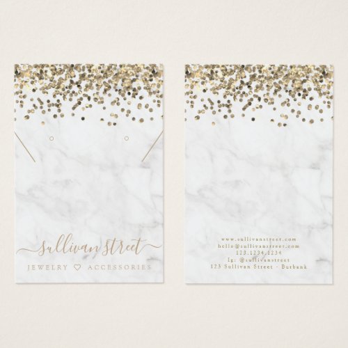 Gold Glitter Earrings Necklace Display Card