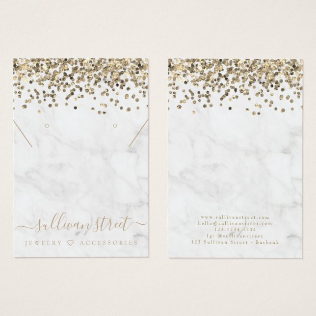 Gold Glitter Earrings Necklace Display Card (Front & Back)