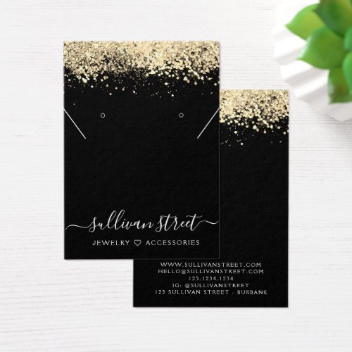 Gold Glitter Earrings Necklace Display Card