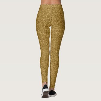 Gold glitter effect leggings | Zazzle