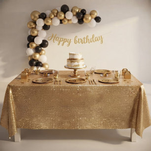 Gold Glitter Effect Tablecloth Birthday Theme