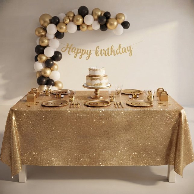 Gold Glitter Effect Tablecloth Birthday Theme (Creator Uploaded)