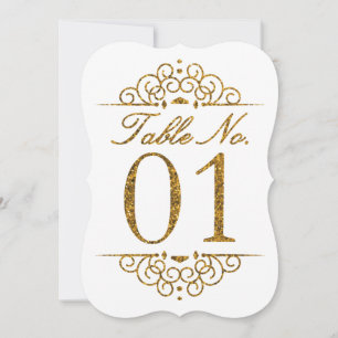 Gold Glitter Effect Wedding Table Number Card (01)