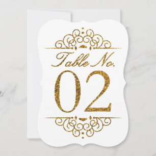 Gold Glitter Effect Wedding Table Number Card (02)