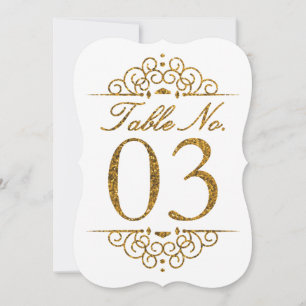 Gold Glitter Effect Wedding Table Number Card (03)
