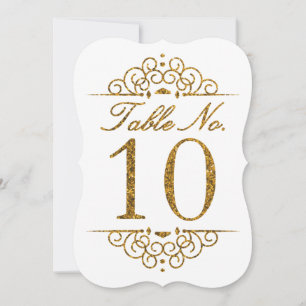 Gold Glitter Effect Wedding Table Number Card (10)