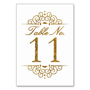 Gold Glitter Effect Wedding Table Number Card (11)