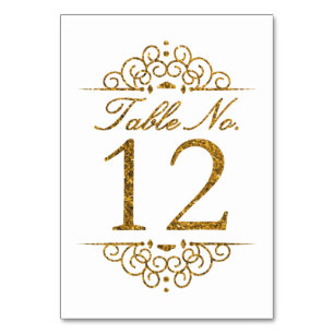 Gold Glitter Effect Wedding Table Number Card (12)