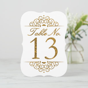 Gold Glitter Effect Wedding Table Number Card (13)