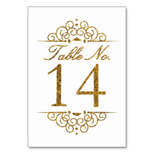Gold Glitter Effect Wedding Table Number Card (14)