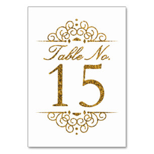 Gold Glitter Effect Wedding Table Number Card (15)