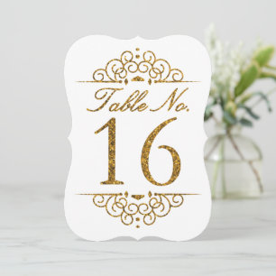 Gold Glitter Effect Wedding Table Number Card (16)