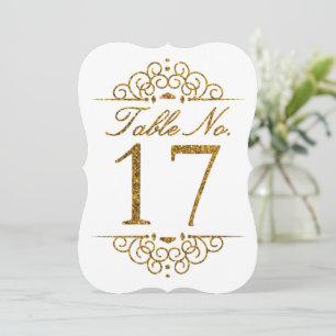 Gold Glitter Effect Wedding Table Number Card (17)
