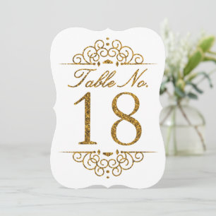 Gold Glitter Effect Wedding Table Number Card (18)
