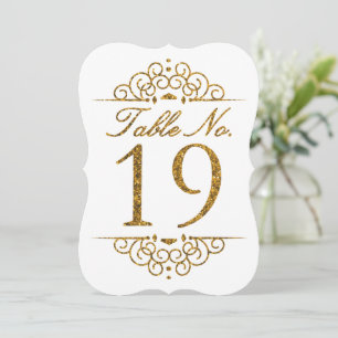 Gold Glitter Effect Wedding Table Number Card (19)