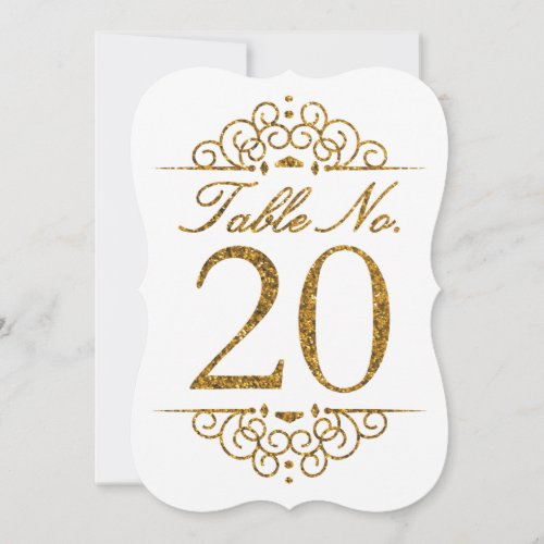 Gold Glitter Effect Wedding Table Number Card 20