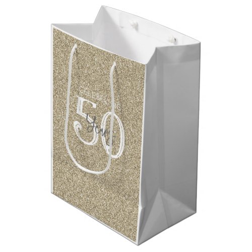 Gold Glitter Elegant Celebrating 50 Years Chic Medium Gift Bag