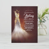 Gold Glitter Elegant Dress Burgundy Bridal shower Invitation (Standing Front)
