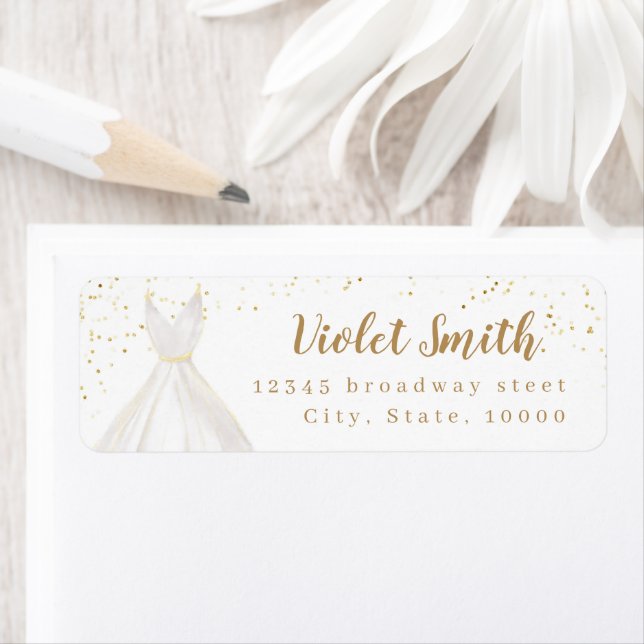 Gold Glitter Elegant Dress return address Label (Insitu)