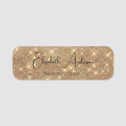 Gold Glitter Elegant Event Party Name Tag