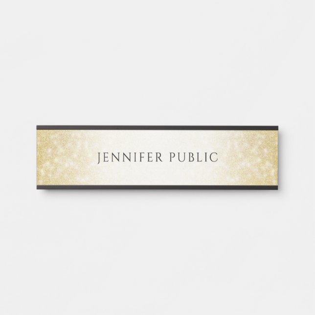Gold Glitter Elegant Modern Glamorous Template Door Sign (Front)