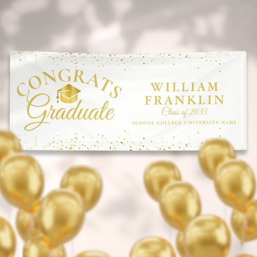 Gold Glitter Elegant Modern Graduation Banner