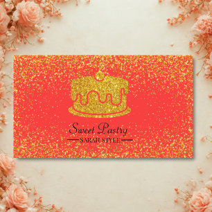 Gold Glitter Elegant Pastry Bakery  Business Card