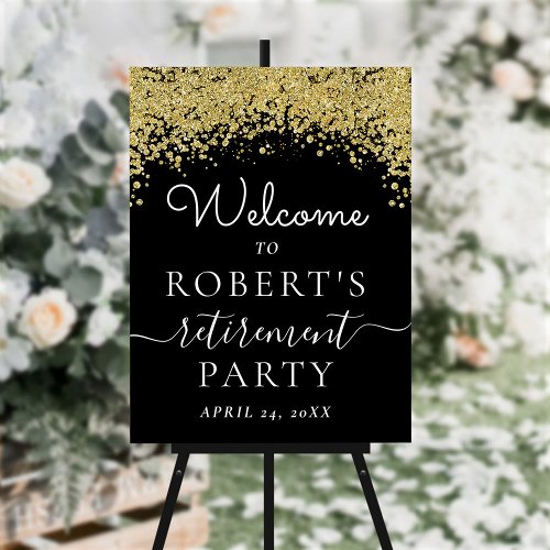 Gold Glitter Elegant Retirement Party Welcome Foam Foam Board