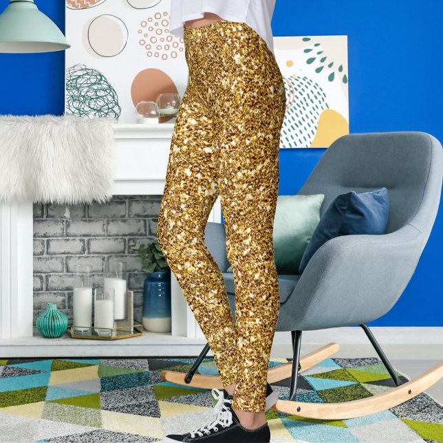 Gold Glitter Elegant Sparkles Cute Mom Girly Gift  Leggings (Creator Uploaded)