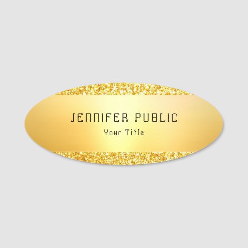 Gold Glitter Elegant Template Trendy Glamorous Name Tag