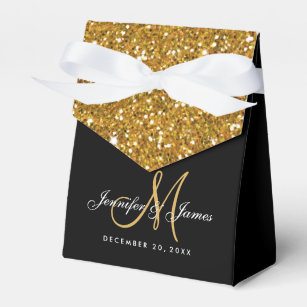 Wedding Favor Bo Zazzle Gold Glitter Elegant Wedding Favor Box