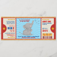 Gold Glitter elephant Ticket Couples Baby Shower Invitation